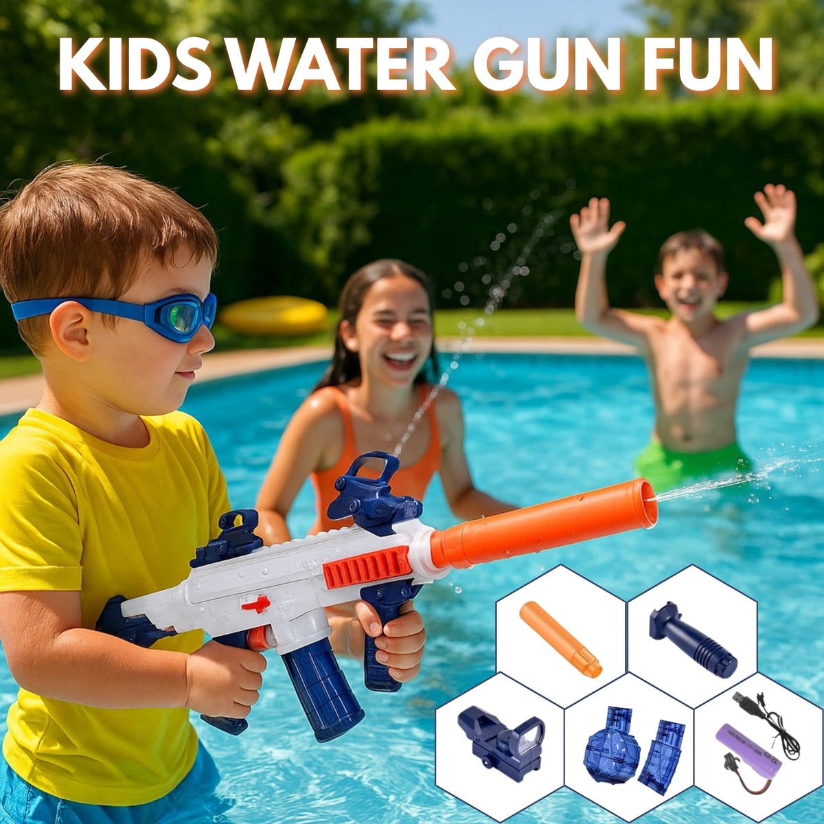 Scar Electric Water Gun – Rechargeable, Long-Range Toy for Kids Ages 4+