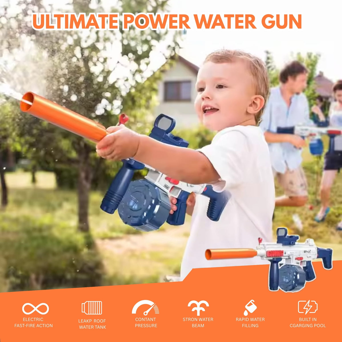 Scar Electric Water Gun – Rechargeable, Long-Range Toy for Kids Ages 4+